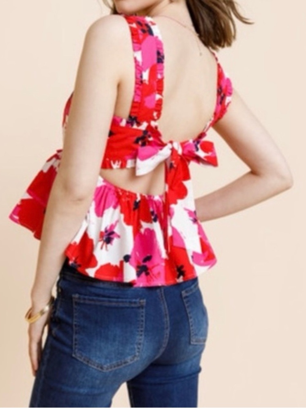 Mi Ami Malibu Barbie cutout tank size XS floral cute casual wear trendy